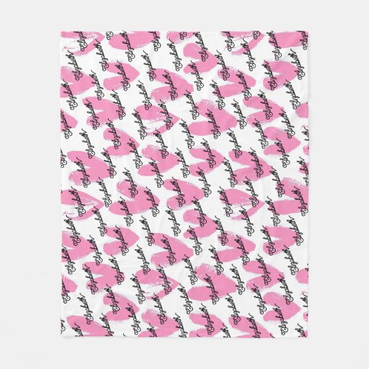 Moderne roze harten waterverf tekst kalligrafie fleece deken (Voorkant)