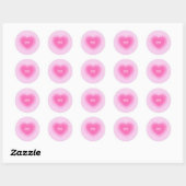 Moderne roze hartesthetische angel nummer ronde sticker (Vel)