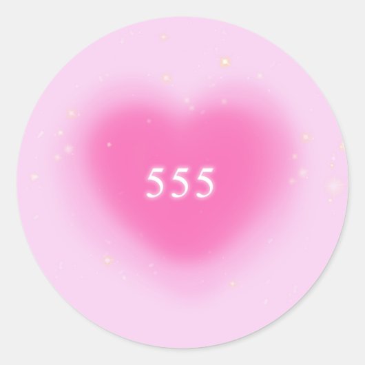 Moderne roze hartesthetische angel nummer ronde sticker (Voorkant)