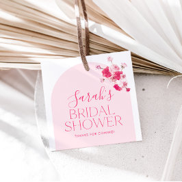 Moderne roze heldere bloem bruidsdouche favoriet t bedankjes labels