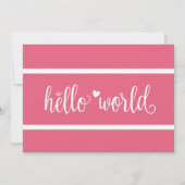 Moderne Roze Hello World Fotocollage Aankondiging (Achterkant)