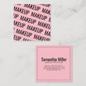 Moderne roze herhalende tekstpatroonsamenstelling vierkante visitekaartje (Voorkant / Achterkant)