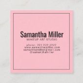 Moderne roze herhalende tekstpatroonsamenstelling vierkante visitekaartje (Achterkant)