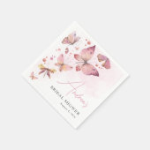 Moderne Roze Hij Geeft Me Vlinders Bruidsfeest Servet (Hoek)
