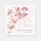 Moderne Roze Hij Geeft me Vlinders Bruiloftsfeest Servet (Voorkant)