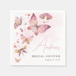 Moderne Roze Hij Geeft Me Vlinders Bruiloftsfeest Servet