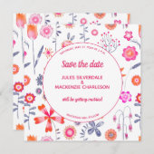 Moderne roze hok bespaart datum kaart (Voorkant / Achterkant)