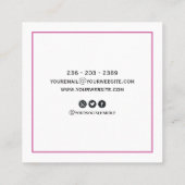 Moderne roze holo vierkante visitekaartje (Achterkant)