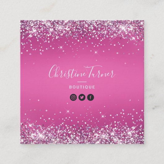 Moderne roze holo vierkante visitekaartje (Voorkant)