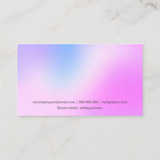 moderne roze holografische iridescent ombre visitekaartje (Achterkant)