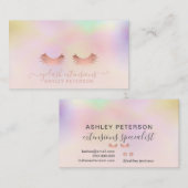 Moderne roze holografische ombre blush roze wimper visitekaartje (Voorkant / Achterkant)