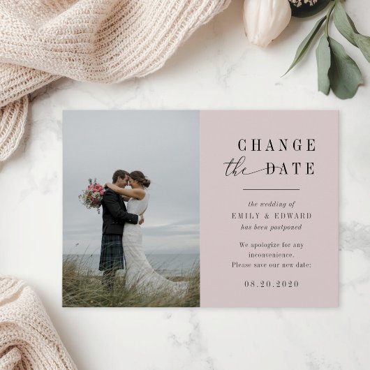 Moderne Roze Huwelijksuitstel Aankondiging