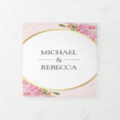 Moderne Roze Hydrangea Bloemen Fotocollage Huwelij Drieluik Uitnodiging (Cover)