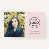 Moderne roze ID-Kaart | Logo Foto Business Persone Badge (Voorkant)