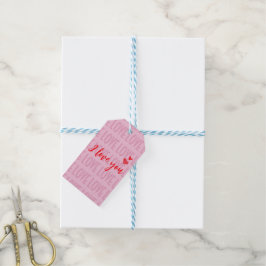 Moderne Roze Ik Hou Van Jou Valentijnsdag   Cadeaulabel