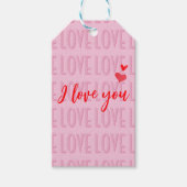 Moderne Roze Ik Hou Van Jou Valentijnsdag   Cadeaulabel (Voorkant)