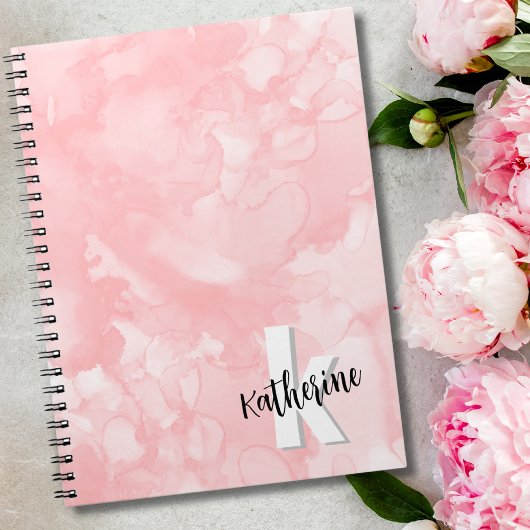 Moderne Roze Initiaal Monogram Notitieboek