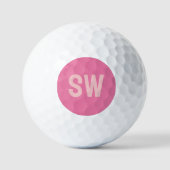 Moderne roze Initialen Golfballen (Voorkant)