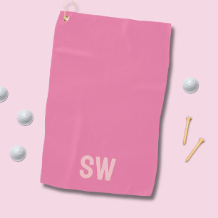 Moderne roze Initialen Golfhanddoek