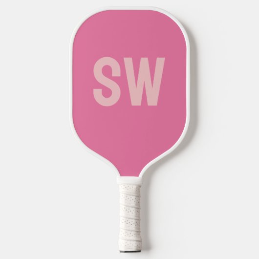 Moderne roze Initialen Pickleball Paddle (Voorkant)
