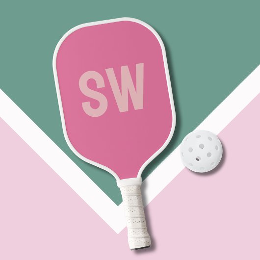 Moderne roze Initialen Pickleball Paddle