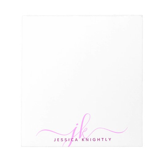 Moderne roze Initialen van het Manuscript Monogram Notitieblok (Voorkant)