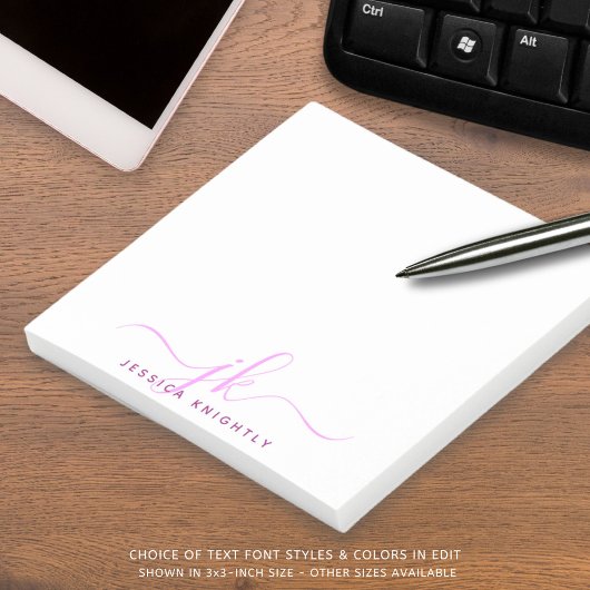 Moderne roze Initialen van het Manuscript Monogram Post-it® Notes