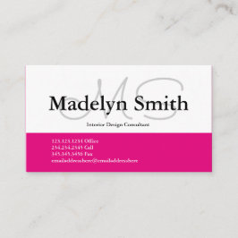 Moderne roze Initialen - Visitekaartje