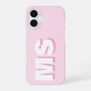 Moderne Roze Initiële Monogram iPhone 16 Hoesje