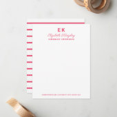 Moderne Roze Initiële Monogram Zakelijk Notitiekaartje (Voorkant / Achterkant in situ)