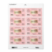 Moderne roze inkt-haarserumlabels etiket (Full Sheet)