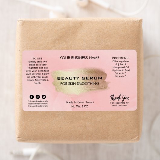 Moderne roze inktserumlabels etiket (Insitu)