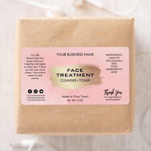 Moderne roze inktvlekken etiket (Insitu)