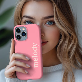 Moderne roze iPhone hoes met blozende naam