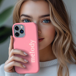 Moderne roze iPhone hoes met blozende naam