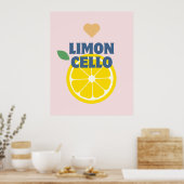 Moderne roze Italiaanse citroenen Limoncello Bar Poster (Keuken)