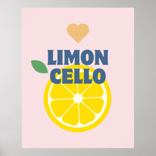 Moderne roze Italiaanse citroenen Limoncello Bar Poster