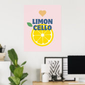 Moderne roze Italiaanse citroenen Limoncello Bar Poster (Thuiskantoor)