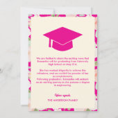 Moderne Roze Ivoren Bloem Foto Afstudeerfeest Aankondiging (Achterkant)