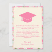 Moderne Roze Ivoren Bloem Foto Afstuderen Aankondiging (Achterkant)