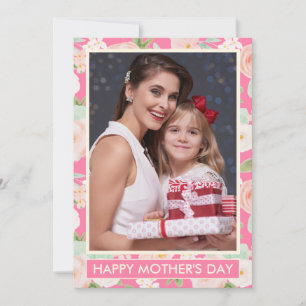 Moderne Roze Ivoren Bloem Foto Moederdagkaart
