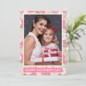 Moderne Roze Ivoren Bloem Foto Moederdagkaart (Staand voorkant)