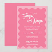 Moderne Roze Jingle Holiday Party Uitnodiging (Voorkant / Achterkant)