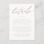 Moderne roze kalligrafie bruiloft details RSVP kaartje (Voorkant)