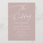 Moderne roze kalligrafie Eenvoudig huwelijk Kaart (Voorkant)