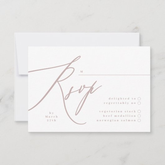 Moderne roze kalligrafie QR CODE Weddenschap RSVP Kaartje (Voorkant)