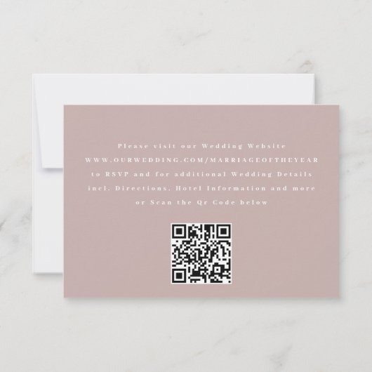 Moderne roze kalligrafie QR CODE Weddenschap RSVP Kaartje (Achterkant)