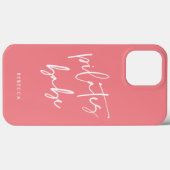 Moderne roze kalligrafie-uitloopgym-pilaren Case-Mate iPhone case (Achterkant (horizontaal))