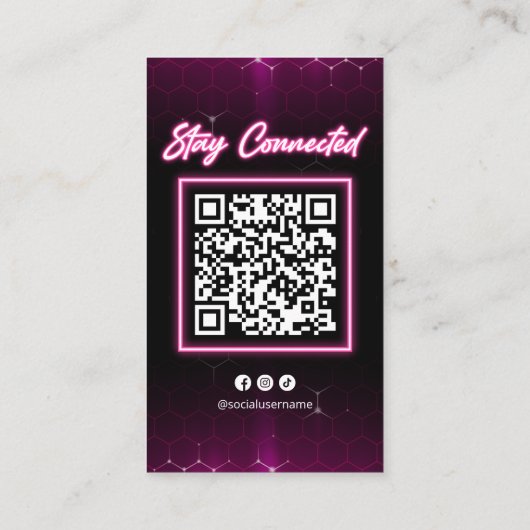 Moderne Roze Kapsalon QR Code Social Media Visitekaartje (Achterkant)