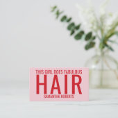 Moderne roze kapsalon typografie  visitekaartje (Staand voorkant)